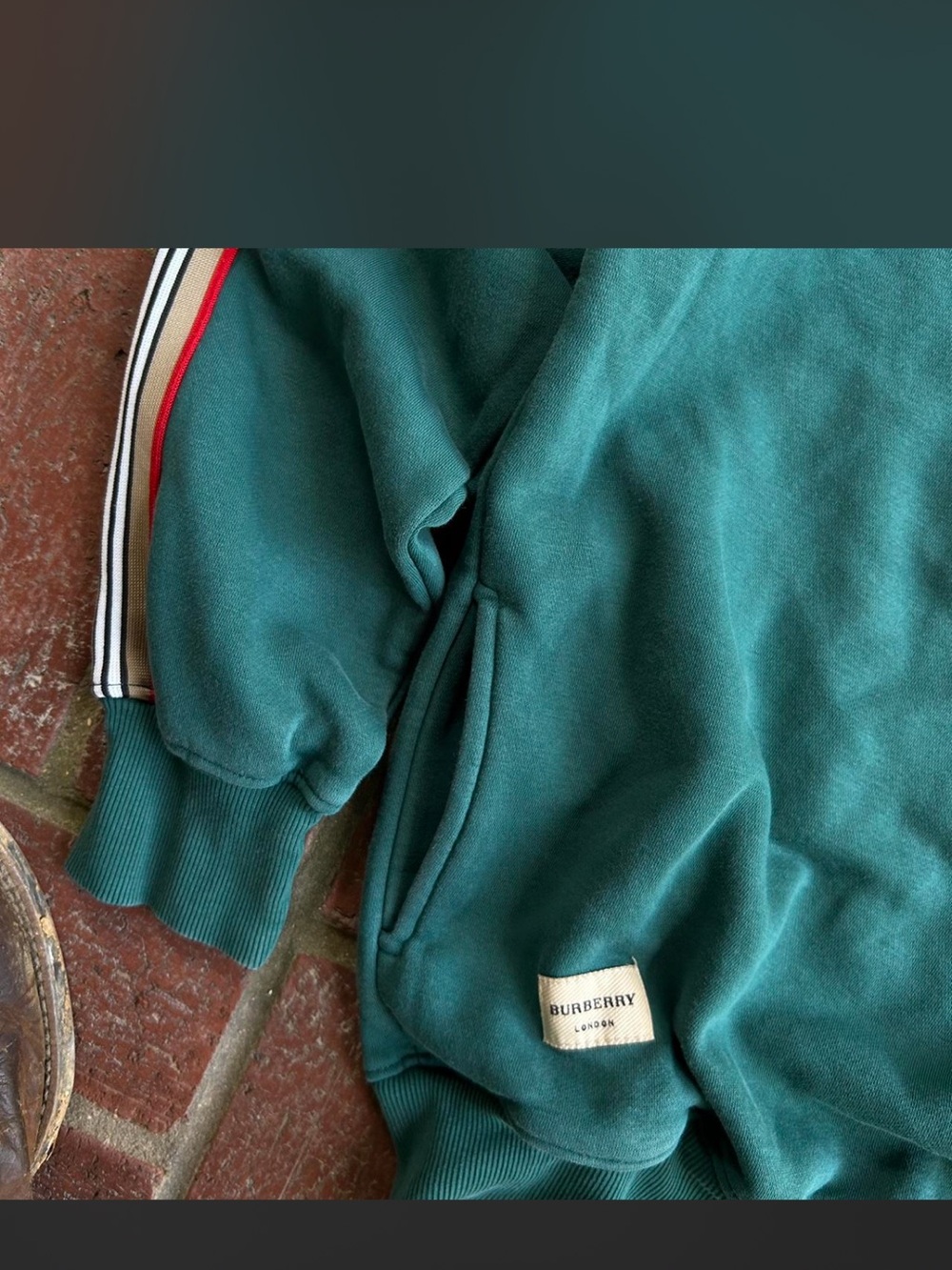 Burberry Teal Green Sweatshirt with Orange and White Accents - Picture 2 of 5